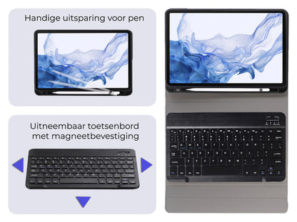 Samsung Galaxy Tab S10 Plus Toetsenbord Hoes met Uitneembaar toetsenbord - Zwart