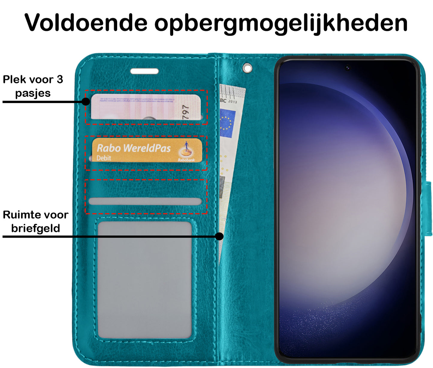 Samsung S23 Plus Hoesje Book Case Kunstleer - Turquoise