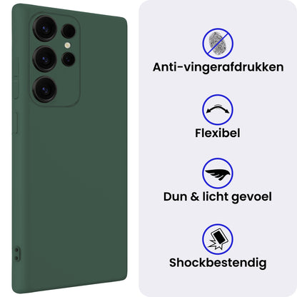 Samsung S25 Ultra Hoesje Siliconen Backcover Lichtgewicht - Donkergroen