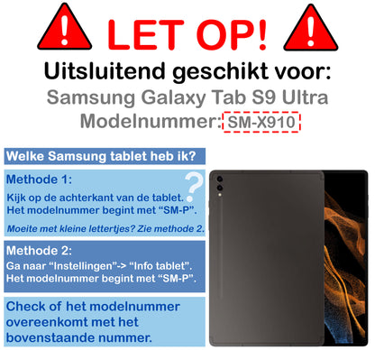 Samsung Galaxy Tab S9 Ultra Tablethoes Smcpen Met Screenprotector - Donkergroen