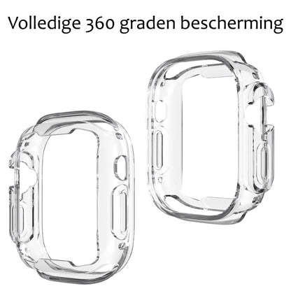 Siliconen Hoes Geschikt voor Apple Watch Ultra 2 Hoesje Cover Case - Hoesje Geschikt voor Apple Watch Ultra 2 (49 mm) Hoes Siliconen Case - Transparant