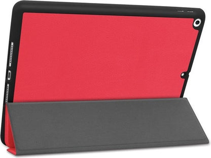 iPad 10.2 2019 Trifold Bookcase Hoes met Penhouder voor Apple Pen - Rood