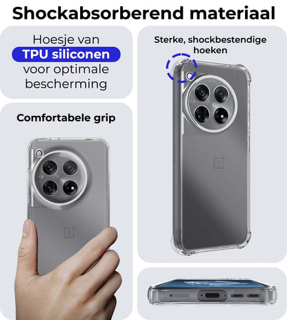 OnePlus 12 Hoesje Shockproof Backcover Siliconen - Transparant