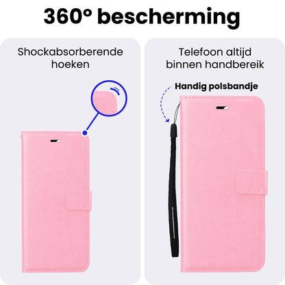 Samsung A17 Hoesje Bookcase Cover met Kaarthouder - Lichtroze