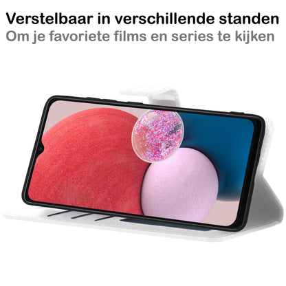 Samsung A13 4G Hoesje Bookcase Cover met Kaarthouder - Wit