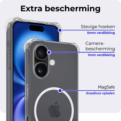 iPhone 16 Plus Hoesje Geschikt voor Magsafe Backcover Shockproof - Transparant
