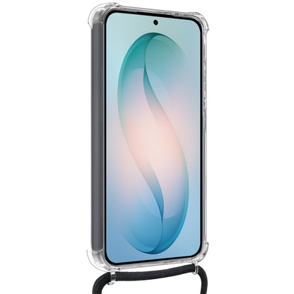Samsung S26 Hoesje Kaarthouder met Koord Backcover Shockproof - Transparant