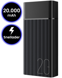 Powerbank 20000 mAh USB-C & USB-A Fast Charge – Powerbanks Geschikt Voor iPhone en Samsung Noodpakket - Zwart