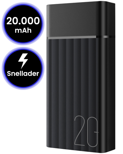 Powerbank 20000 mAh USB-C & USB-A Fast Charge – Powerbanks Geschikt Voor iPhone en Samsung Noodpakket - Zwart