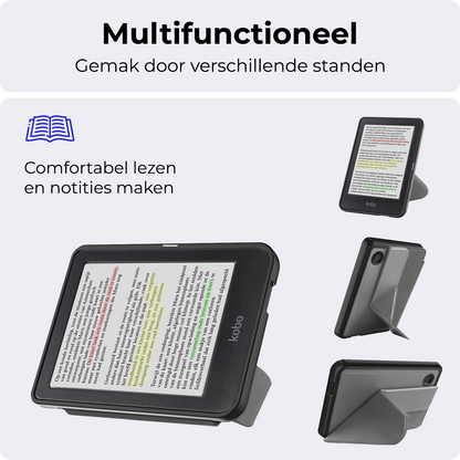 Kobo Clara Colour Trifold Bookcase Hoes - Grijs