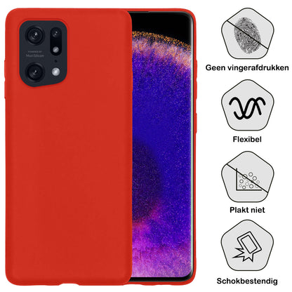 OPPO Find X5 Pro Hoesje Siliconen Backcover Lichtgewicht - Rood