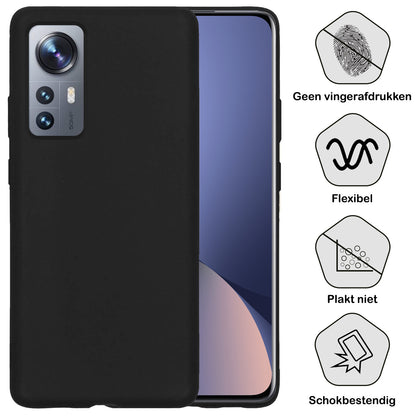 Xiaomi 12 Hoesje Siliconen Backcover Lichtgewicht - Zwart
