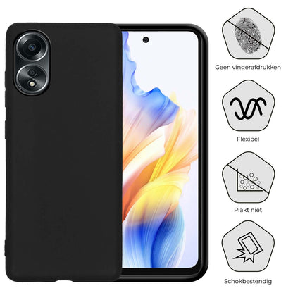 OPPO A58 Hoesje Siliconen Backcover Lichtgewicht - Zwart