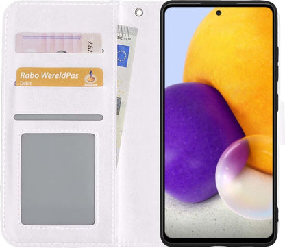 Samsung A72 5G Hoesje Bookcase Cover met Kaarthouder - Wit