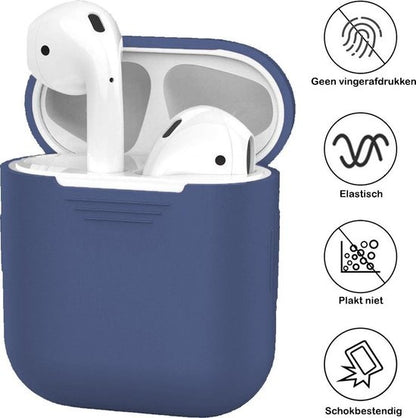 AirPods 2 Hoesje Siliconen met Clip - Blauwgrijs