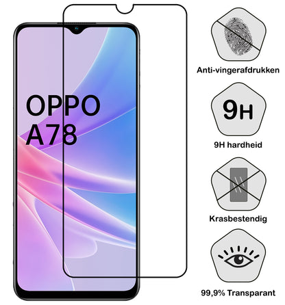 OPPO A78 5G Screenprotector Gehard Glas - Full Screen