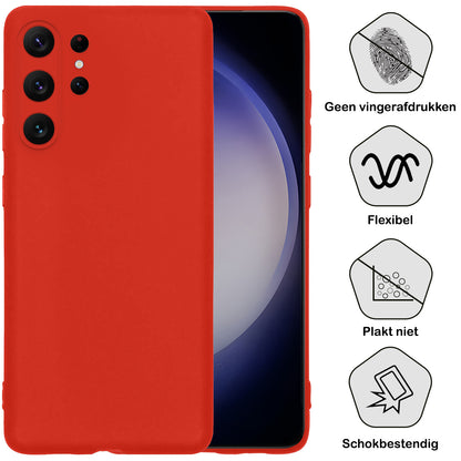 Samsung S23 Ultra Hoesje Siliconen Backcover Lichtgewicht - Rood