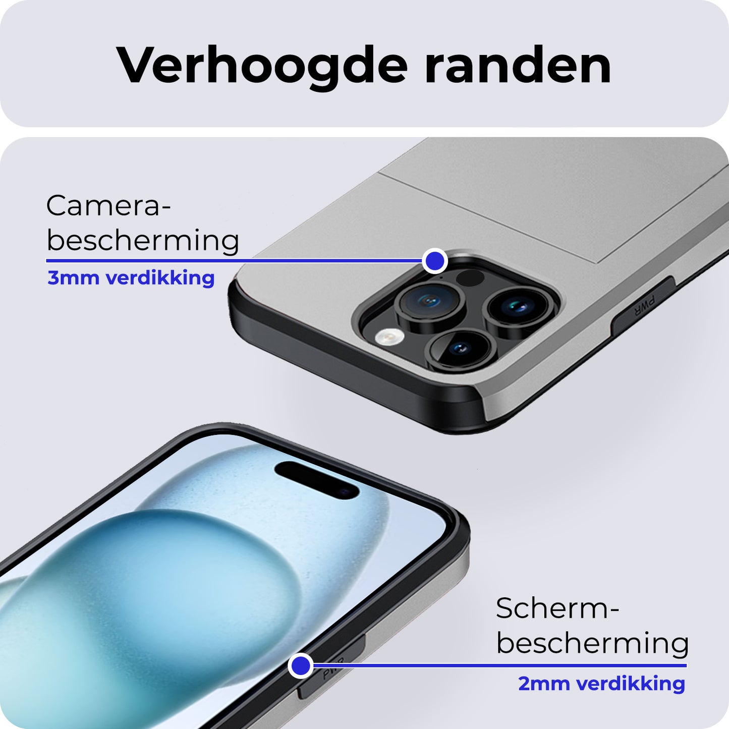 iPhone 15 Pro Hard Case Met Pashouder - Grijs