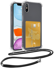 iPhone Xs Max Hoesje Kaarthouder met Koord Backcover Shockproof - Transparant