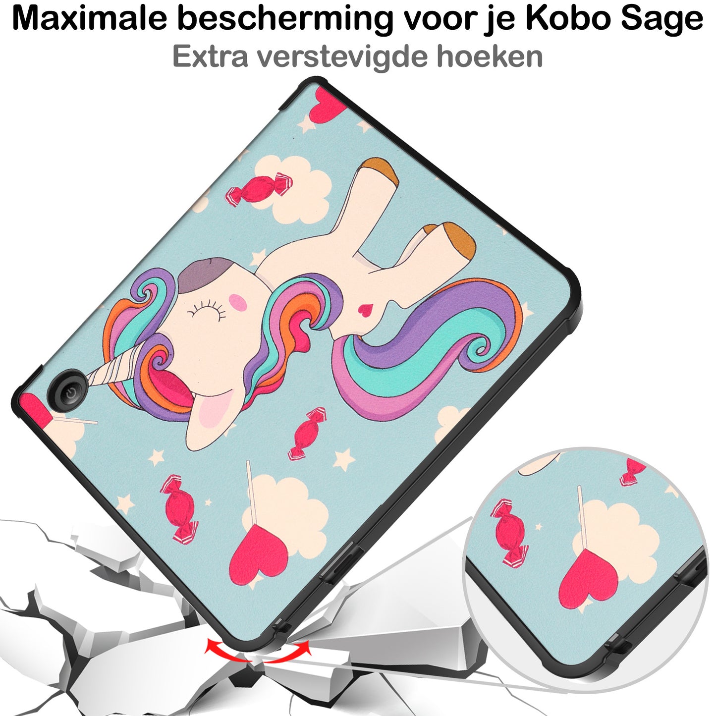 Kobo Libra 2 Trifold Hoesje - Eenhoorn