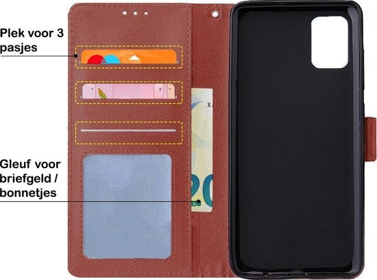 Samsung A51 Hoesje Book Case Kunstleer - Bruin