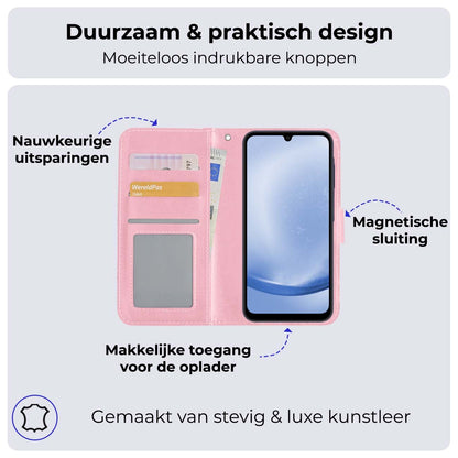Samsung A25 Hoesje Bookcase Cover met Kaarthouder - Lichtroze