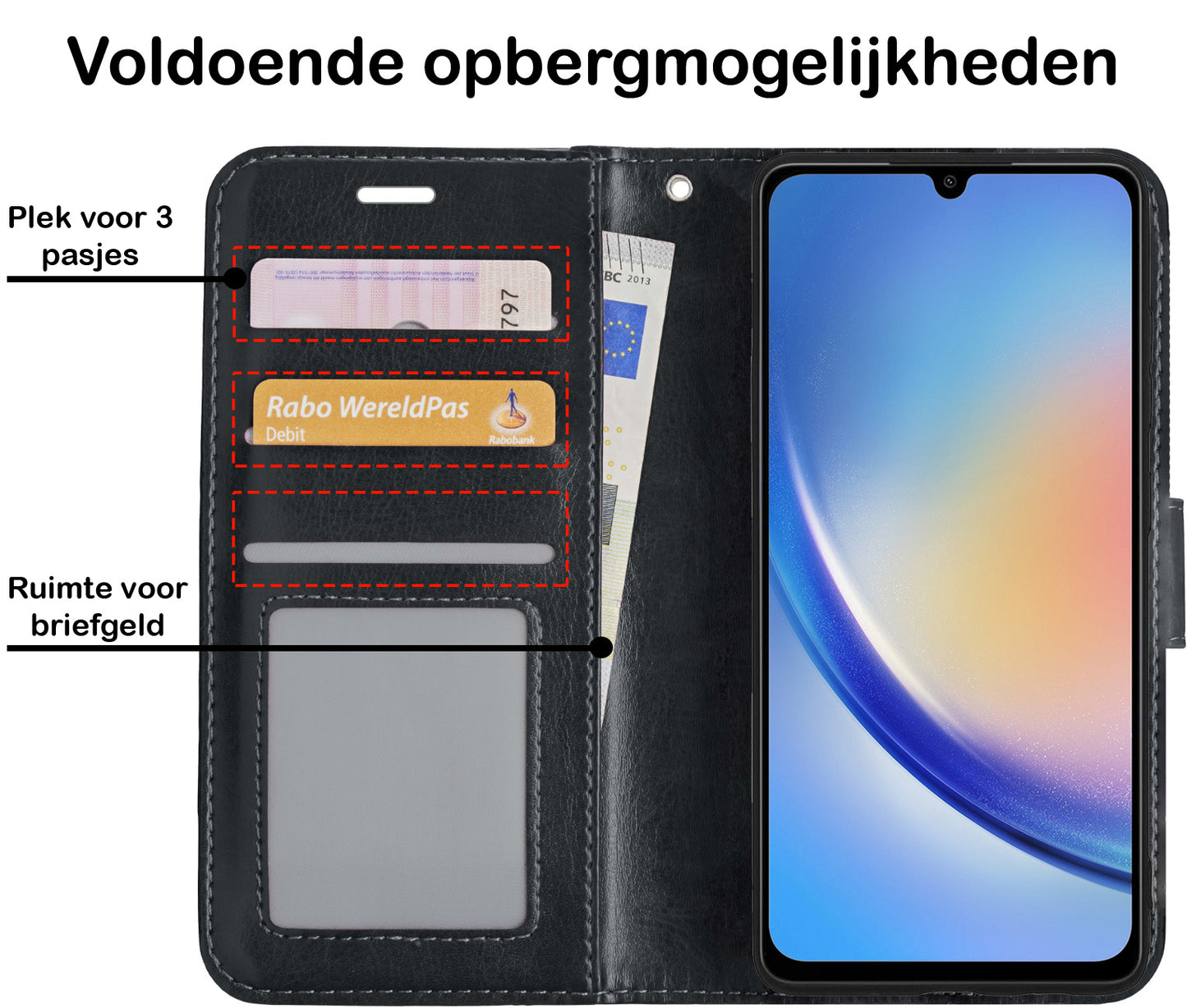 Samsung A34 Hoesje Book Case Kunstleer - Zwart