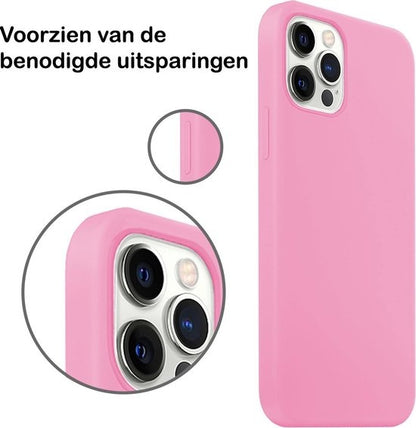 iPhone 12 Pro Max Hoesje Siliconen Backcover Lichtgewicht - Lichtroze