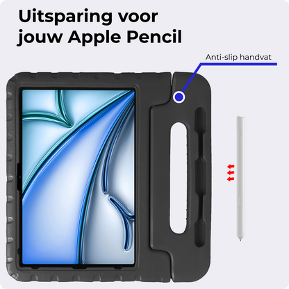 iPad Air 2024 / 2025 (13 inch) Kinderhoes Shockabsorberend Foam - Zwart