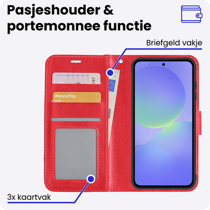 Samsung A36 Hoesje Bookcase Cover met Kaarthouder - Rood