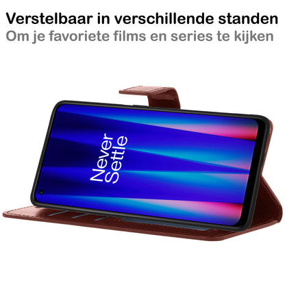 OnePlus Nord CE 2 Hoesje Bookcase Cover met Kaarthouder - Bruin