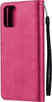 Samsung A71 Hoesje Bookcase Cover met Kaarthouder - Donkerroze