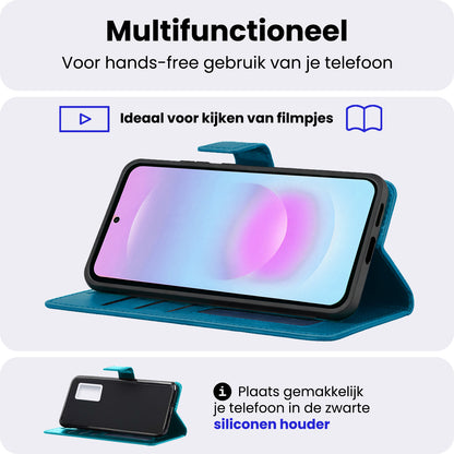 Samsung A37 Hoesje Bookcase Cover met Kaarthouder - Turquoise