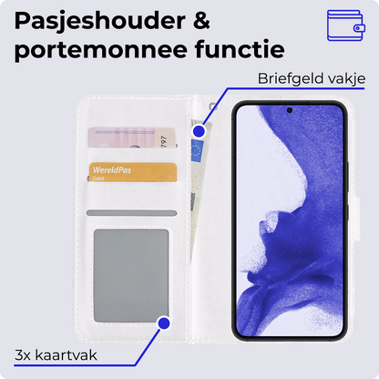 Samsung S22 Plus Hoesje Bookcase Cover Uitneembaar - Wit