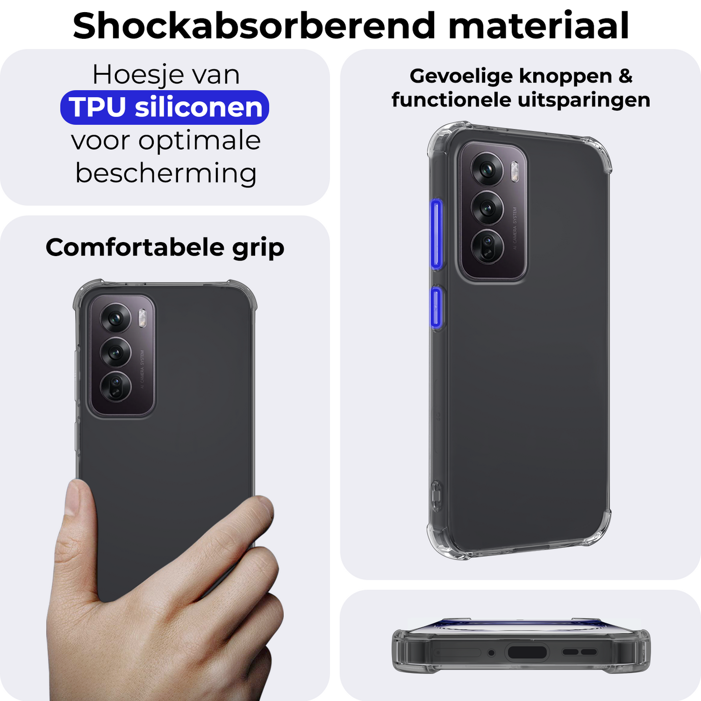 OPPO Reno 12 Pro Hoesje Shock Proof Siliconen - Transparant