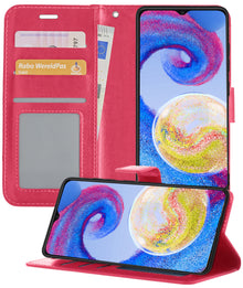 Samsung A04s Hoesje Bookcase Cover met Kaarthouder - Donkerroze
