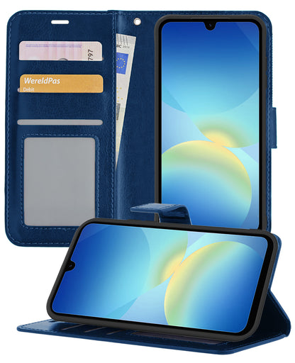 Samsung A26 Hoesje Bookcase Cover met Kaarthouder - Donkerblauw