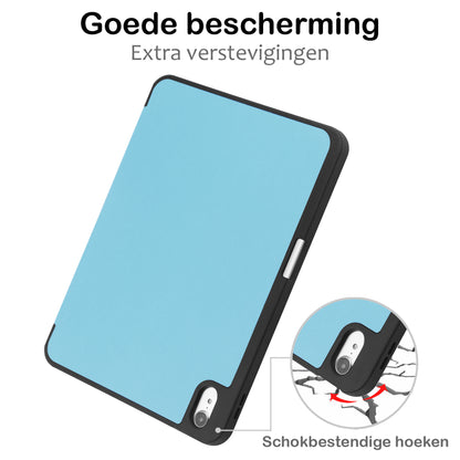 iPad 2022 / 2025 (A16 ) Trifold Bookcase Hoes met Penhouder voor Apple Pen - Lichtblauw
