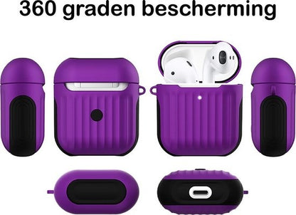 AirPods 1 Hoesje Siliconen met Ribbels Shockbestendig - Paars