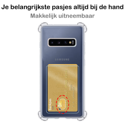 Samsung S10 Hoesje met Pasjeshouder Siliconen - Transparant