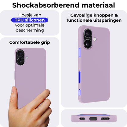 iPhone 16 Plus Hoesje Siliconen Backcover Lichtgewicht - Lila