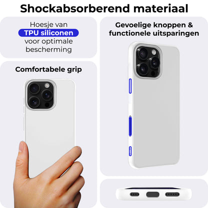iPhone 16 Pro Hoesje Siliconen Backcover Lichtgewicht - Wit