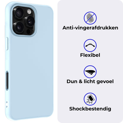 iPhone 16 Pro Max Hoesje Siliconen Backcover Lichtgewicht - Lichtblauw