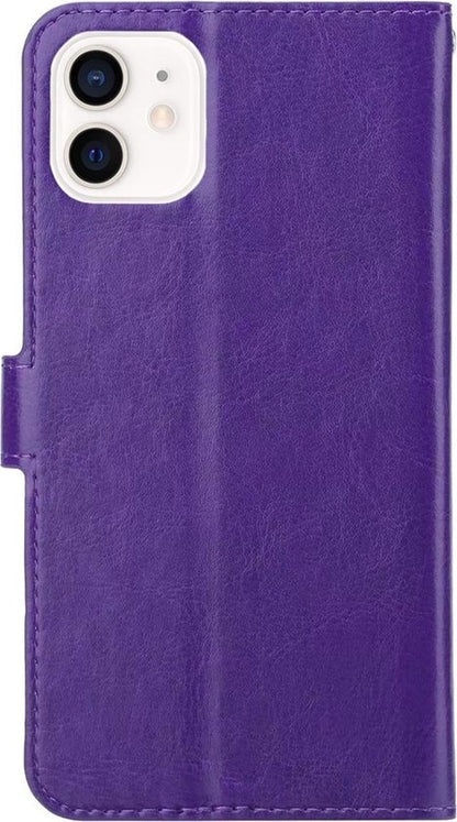 iPhone 12 Mini Hoesje Bookcase Cover met Kaarthouder - Paars