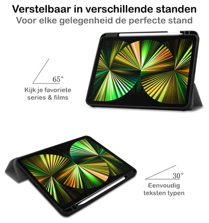 iPad Pro 2021 (12,9 inch) Hoesje Book Case Met Apple Pencil Uitsparing - Grijs