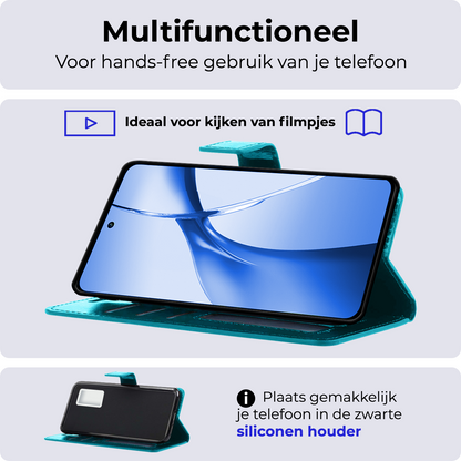 OnePlus Nord CE 4 Hoesje Bookcase Cover met Kaarthouder - Turquoise