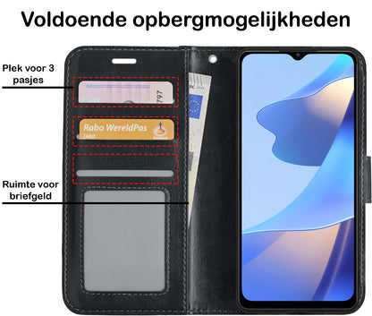 OPPO A16 Hoesje Book Case Kunstleer - Zwart