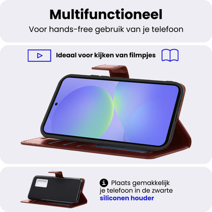 Samsung A36 Hoesje Bookcase Cover met Kaarthouder - Bruin