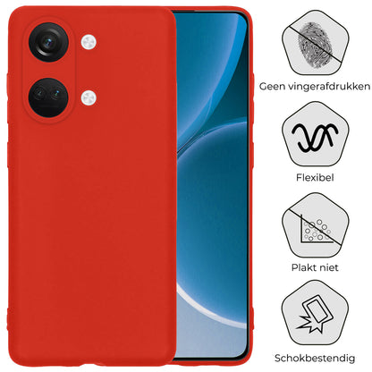 OnePlus Nord 3 Hoesje Siliconen - Rood