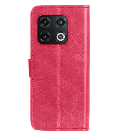 OnePlus 10 Pro Hoesje Bookcase Cover met Kaarthouder - Donkerroze